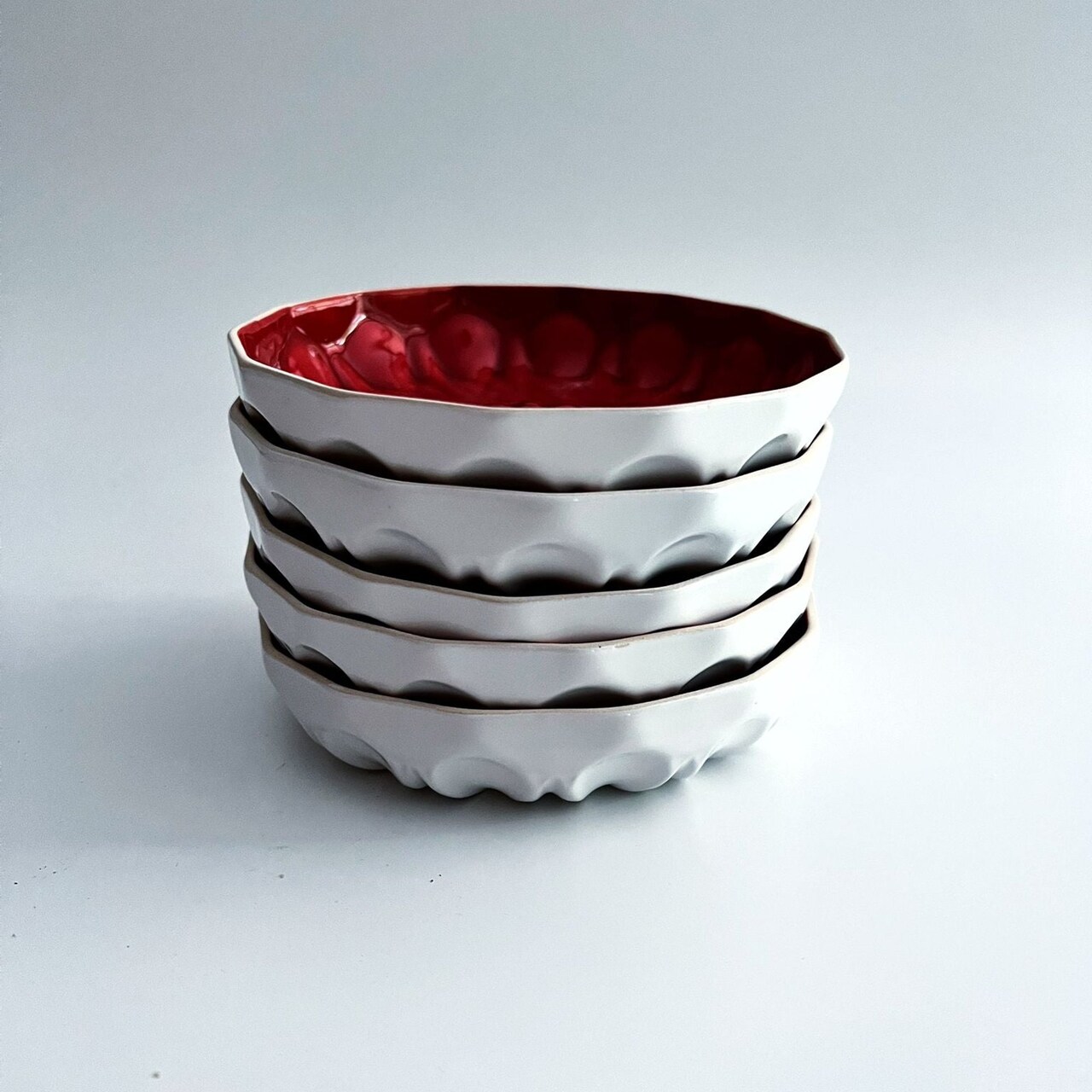 Edge Collections - 5.31" - White - Elegant Handmade Ceramic Appetizer Plate - 5 Piece